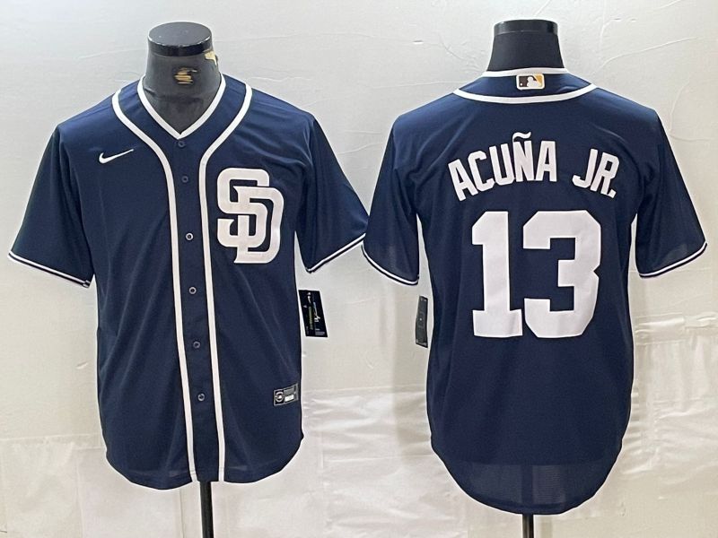 Men San Diego Padres 13 Acuna jr Blue 2024 Nike Game MLB Jersey style 1